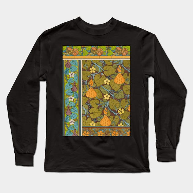 Art Nouveau Botanical Patterns Long Sleeve T-Shirt by JoolyA